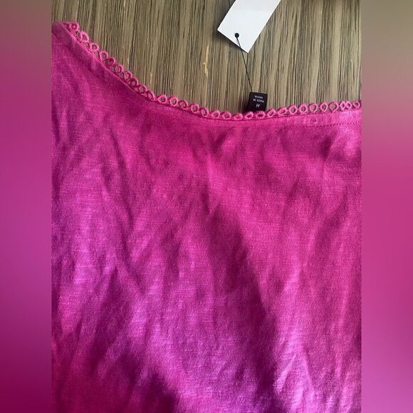 NEW Talbots Dress Womens Medium Hot Pink Jersey Embroidered Casual Bohemian - Picture 9 of 11